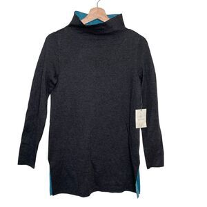 Aspen Brand Grey Blue Cotton Women's XS Tunic Pullover High Neck Sweater NWT